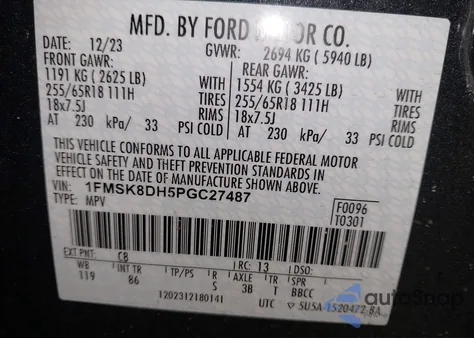 2023 Ford Explorer Xlt from USA, damaged, VIN 1FMSK8DH5PGC27487